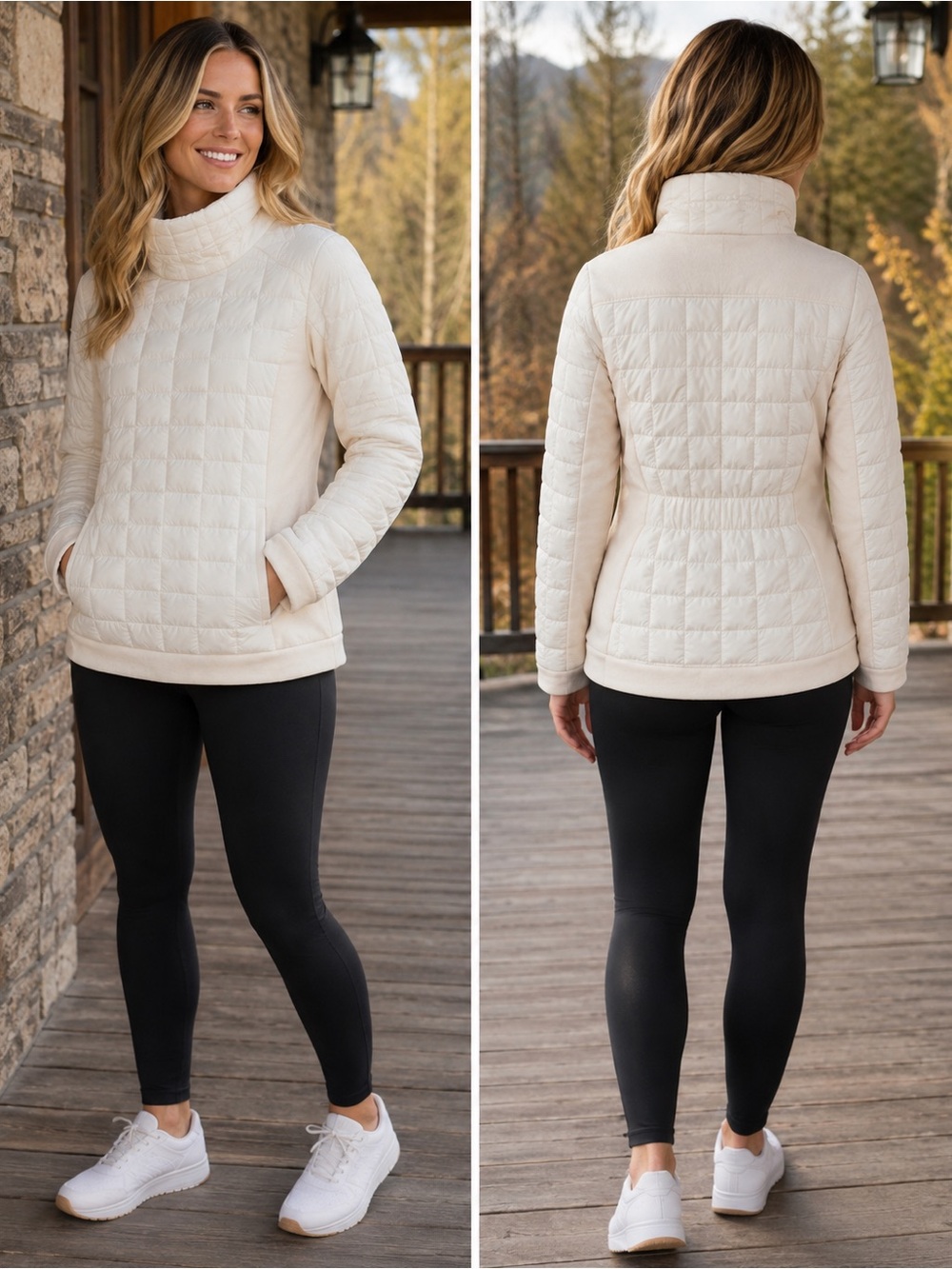 The North Face Women’s Medium Quilted Pullover Hooded Jacket Cream/White